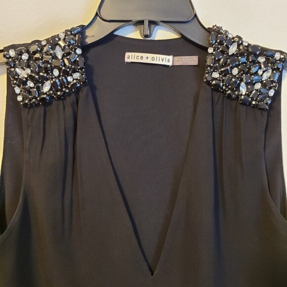 Alice + Oliva Embellished Rhinestone Sleeveless Blouse - Picture 3 of 6